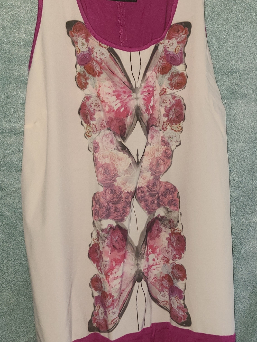 Maurices White Tank Top with Pink Butterfly Floral Print